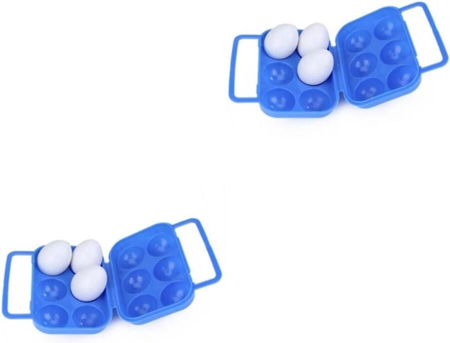 Eiercontainer Voor 6 Eierhouder Buiten Kamperen Picknicken Stevig Afsluitbaar 15.5x11.5x7.2cm Blauw