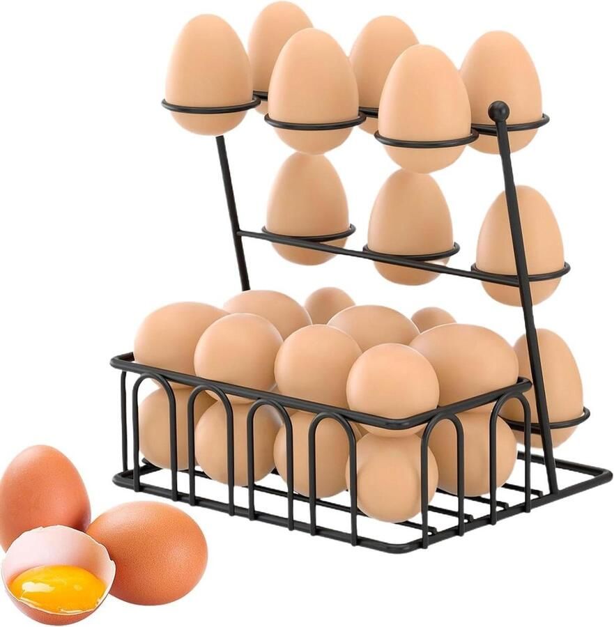 Eierhouder Eierrek Eierstandaard Keuken Organiseren Grote Capaciteit 17 x 19 x 17 cm Zwart
