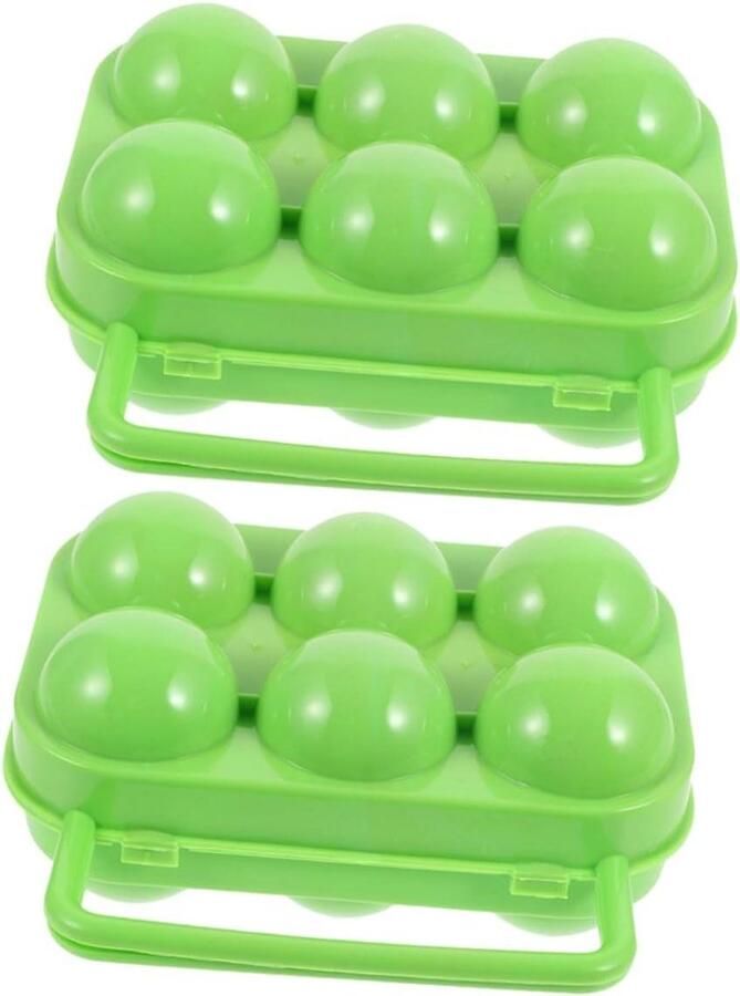 Eierdoos 2 Stuks Draagbare Organizer Buiten Eieren Vervoeren Beschermende 6-compartimenten 155 cm Groen