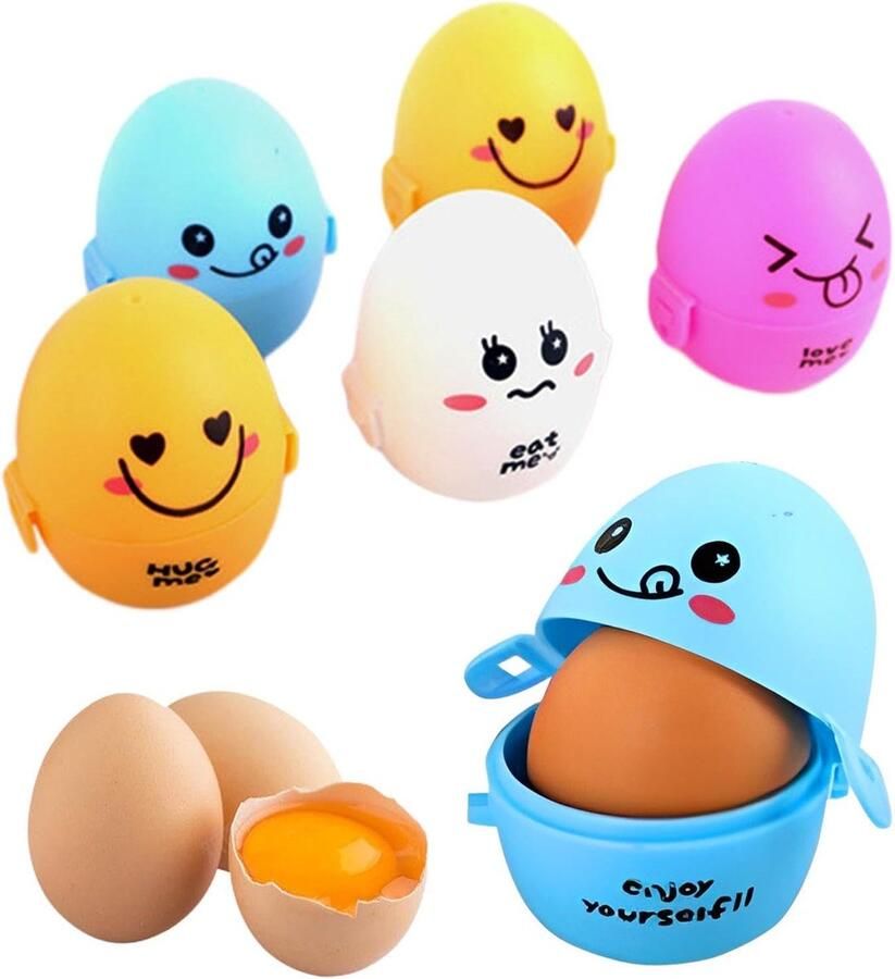 Eierdoos 5 stuks Draagbare eierhouder Outdoor kamperen Cartoon ontwerp 65 x 59 cm Willekeurige kleur