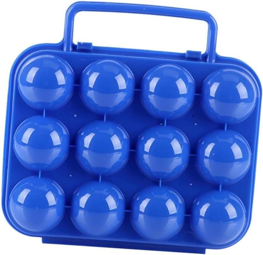 Eierdoos Eierhouder Veilig Vervoeren Opvouwbaar Met Handvat Voor 12 Eieren Blauw