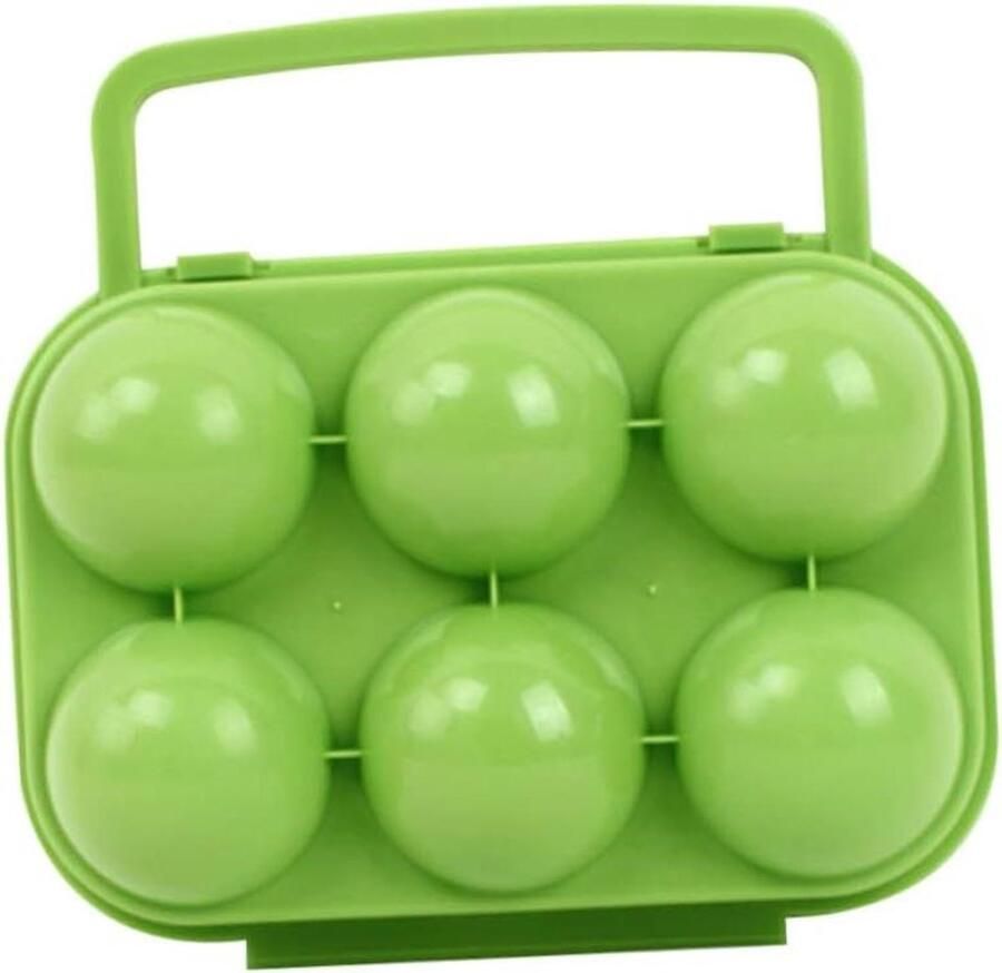 Eierdoos met Handvat Draagbare Eierhouder Kamperen en Picknicken Schokbestendig Ontwerp 6 Eieren Groen