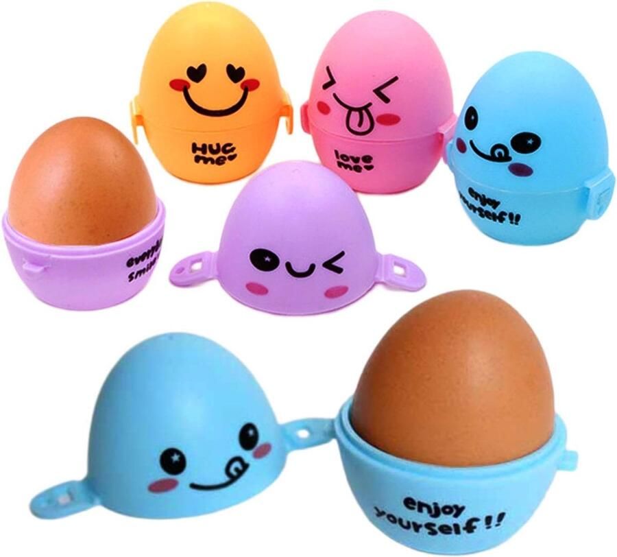 Eierdoosjes Cartoon Eierhouder PVC Veilig Vervoer Lichtgewicht Ontwerp 6.5 x 5.9 cm Willekeurige Kleuren