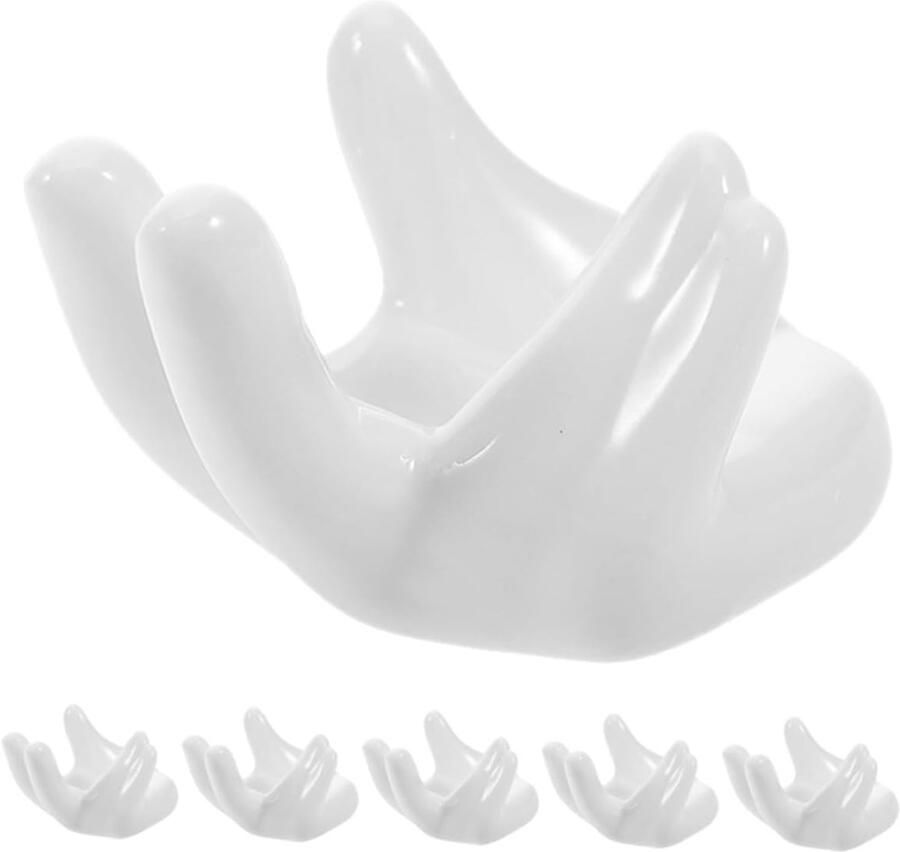 Paasei Houders Eierdopjes Set Feestelijke Decoratie Handvorm Design 6 Stuks Wit
