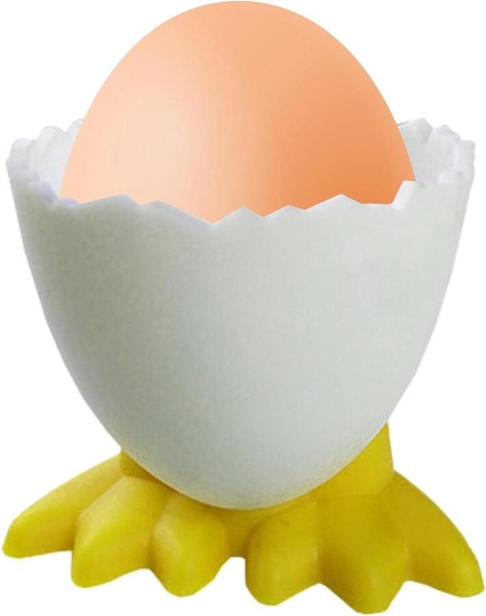 Eierdop Houder Eierbakje Keuken Ontbijt Presentatie Grappig Kip Poot Design 5.5 cm Hoog Geel
