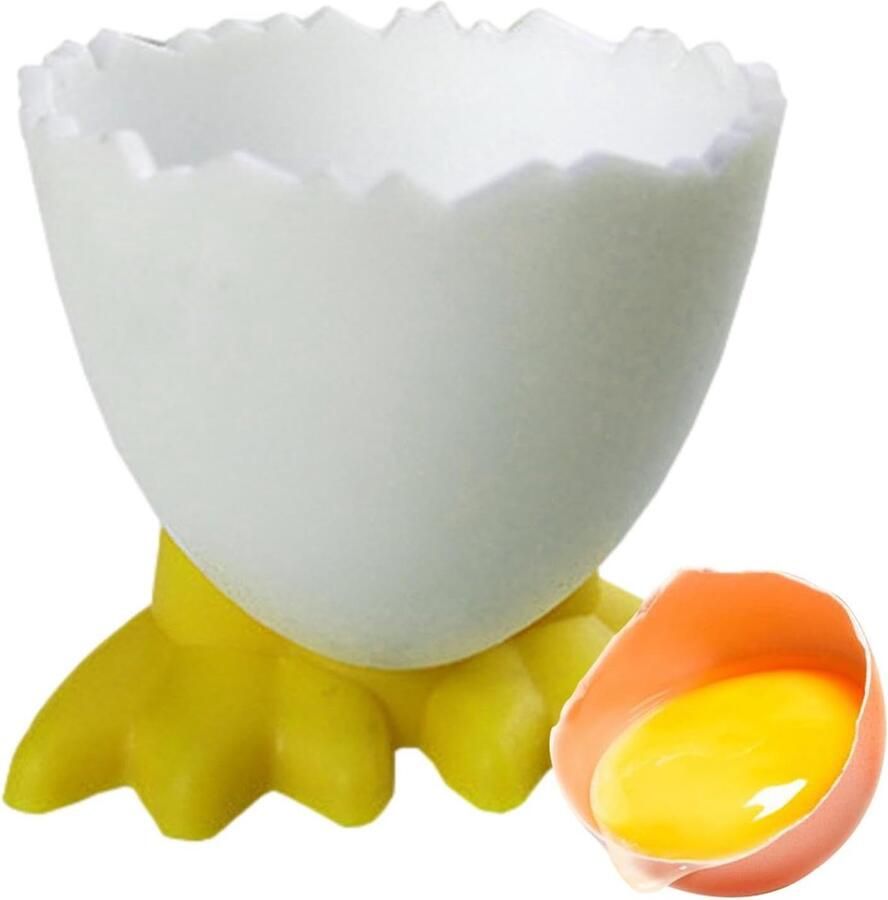 Eierdop Houder Kip Poot Ontbijt Tafel Creatief Design 5.5 x 4.5 cm Geel