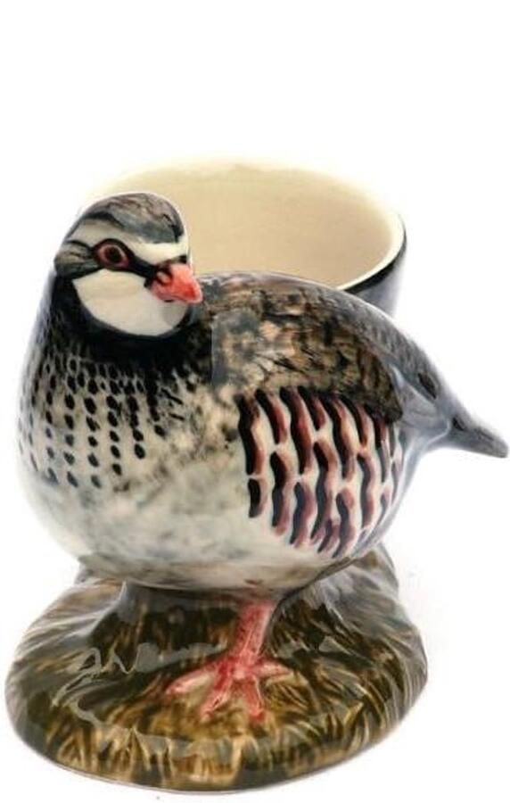 Eierdop Patrijs Serviesstuk Delicaat Keukengerei Ontbijt Serveren Handgeschilderd Detail 9.5cm Hoog Multicolor
