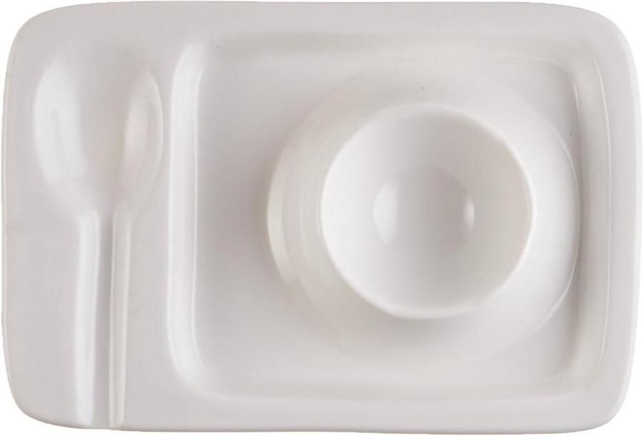 Eierdop set Eierdopje met houder Zacht ei serveren Met lepelhouder 11 cm breed Wit