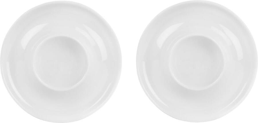 Eierdop Set van 2 Eierdopjes Eierhouder Eihouder Eiersets Serveren Keramiek Wit 10 x 10 x 2 5 cm
