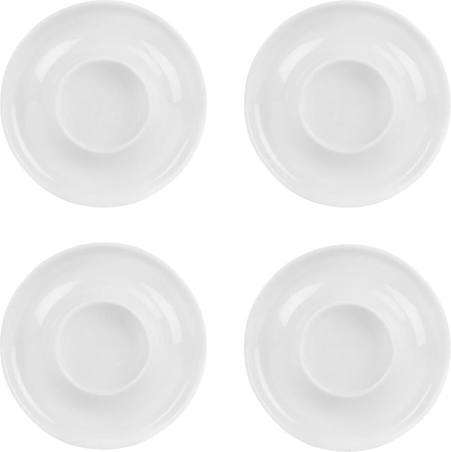 Eierdop Set van 4 Eierdopjes Eierhouder Eihouder Eiersets Serveren Keramiek Wit 10 x 10 x 2 5 cm