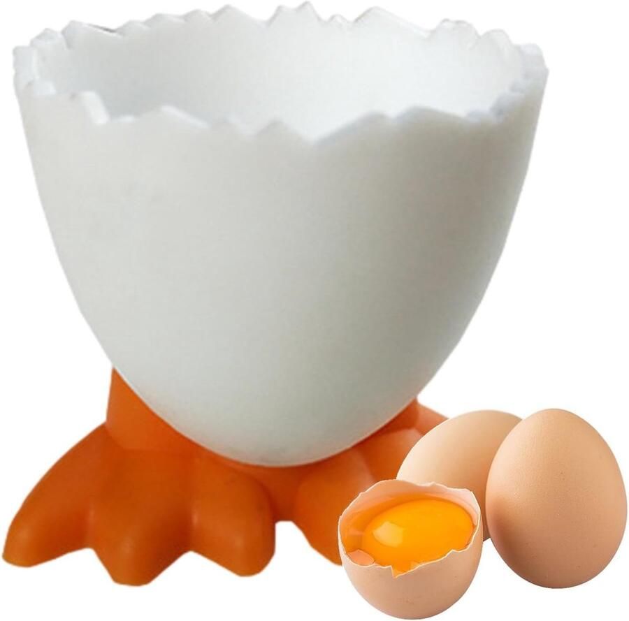 Eierdophouder Eierrekje Ontbijt Eieren Kippenpoten Design 5.5 cm Oranje