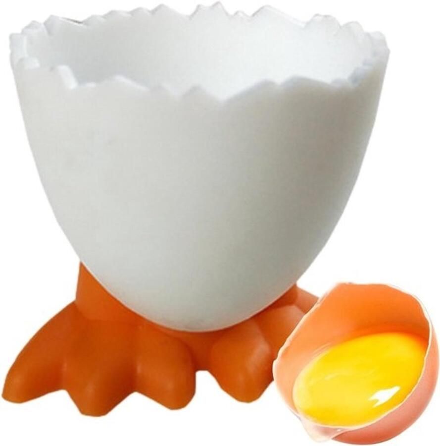 Eierdophouder Eierrekje Ontbijt Eieren Kippenpoten Design 5.5x4.5x4.5 cm Oranje