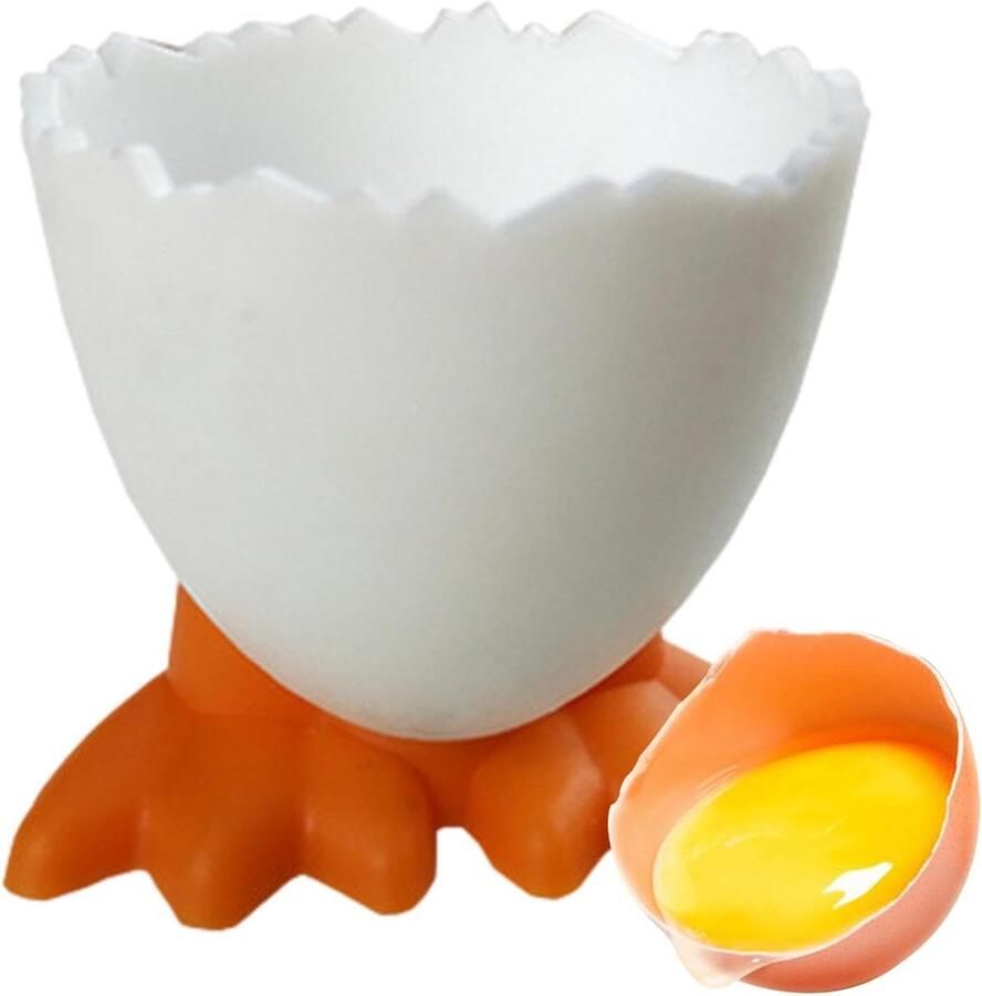Eierdophouder Eierrekje Ontbijt Eieren Kippenpoten Design 5.5x4.5x4.5 cm Oranje