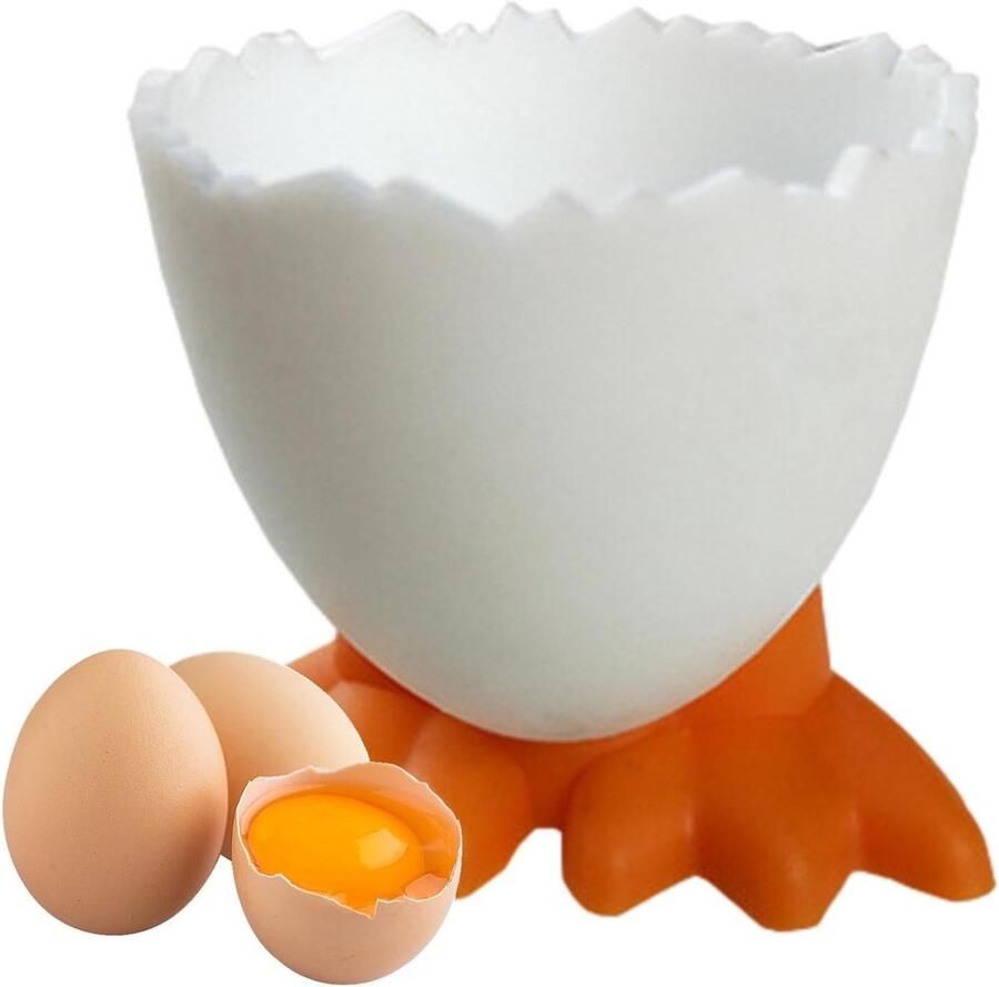 Eierbeker Eierhouder Eierdopje Ontbijt Serveren Schattig Kippenpootjes Ontwerp 5.5 x 4.5 x 4.5 cm Oranje