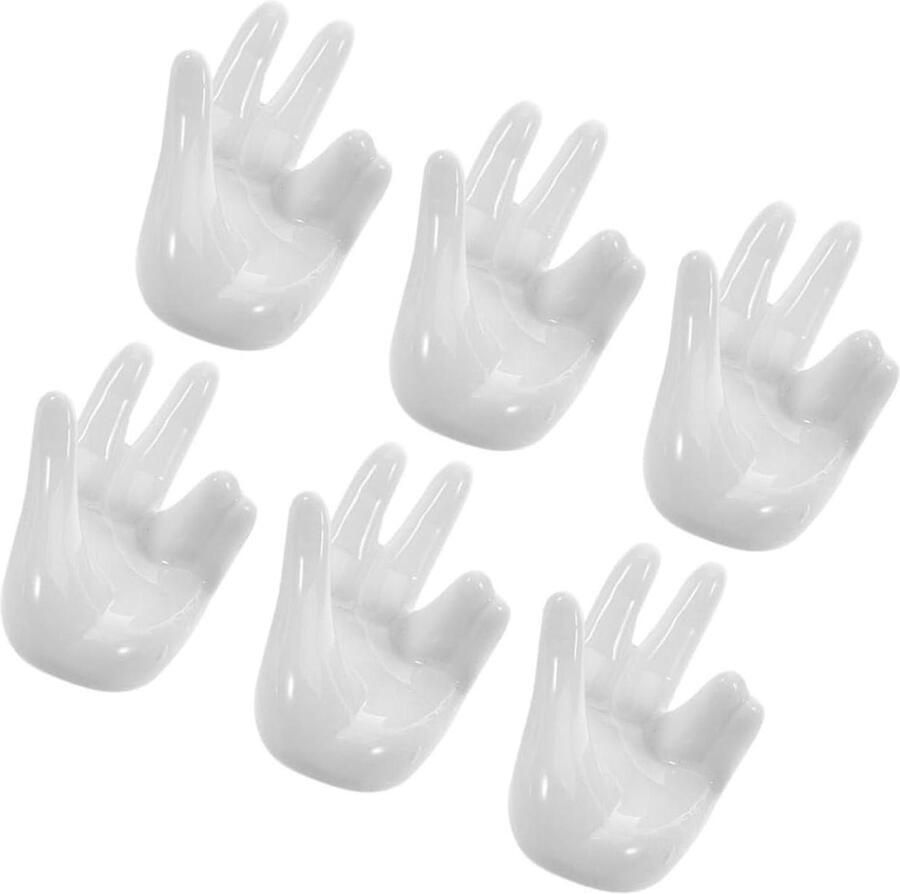 Eierdophouders Set Keramische Bekers Ontbijt Presentatie Artistieke Handvorm 6 Stuks Wit