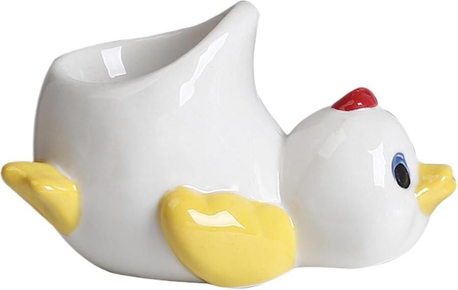 Eierdopje Eend Kuiken houder Ontbijt tafel Keramisch design 10.5 cm breed Geel