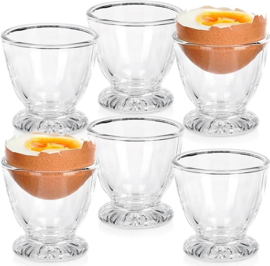 Eierdopje eierhouder eierstandaard van glas 6 stuks