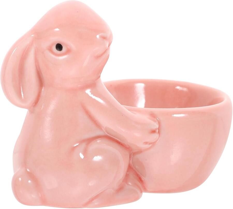 Eierdopje Keramiek Ei Serveerbeker Ontbijt Presentatie Konijn Vorm 8.5 cm Breed Roze