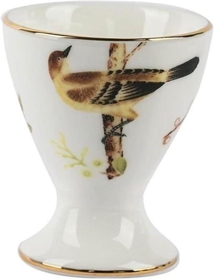 Eierdopje Keramiek Eierbeker Houder Ontbijt Serveren Handgedrukt Design 3 x 2 x 1 cm Wit