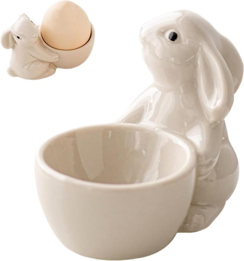 Eierdopje Keramiek Ontbijt Houder Keuken Decoratie Grappig Konijn Design 8.5 x 7 cm Meerdere Kleuren