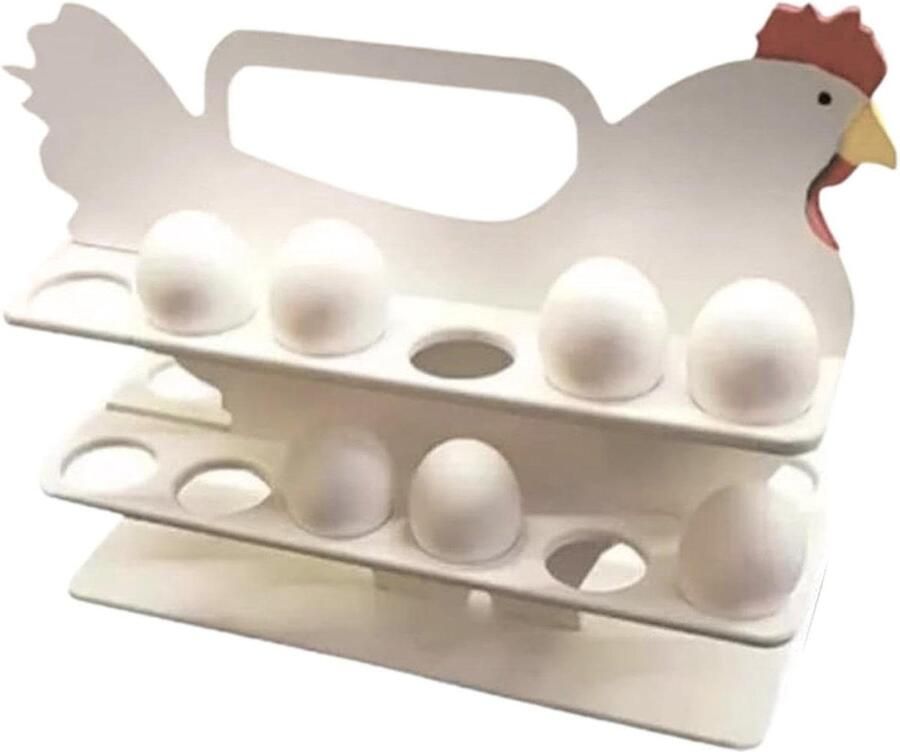 Eierdopje Kippenvorm Houten Eierhouder Keuken Organiseren Rustieke Charme 24 Eieren Capaciteit Natuurlijk Hout
