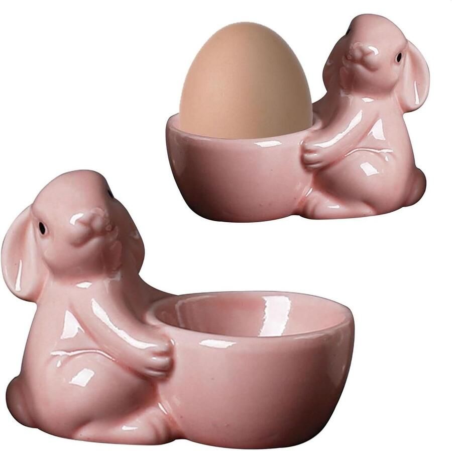Eierdopje Konijn Eierhouder Keramiek Ontbijt Serveren Praktisch Ontwerp 5 x 7 x 5 cm Roze