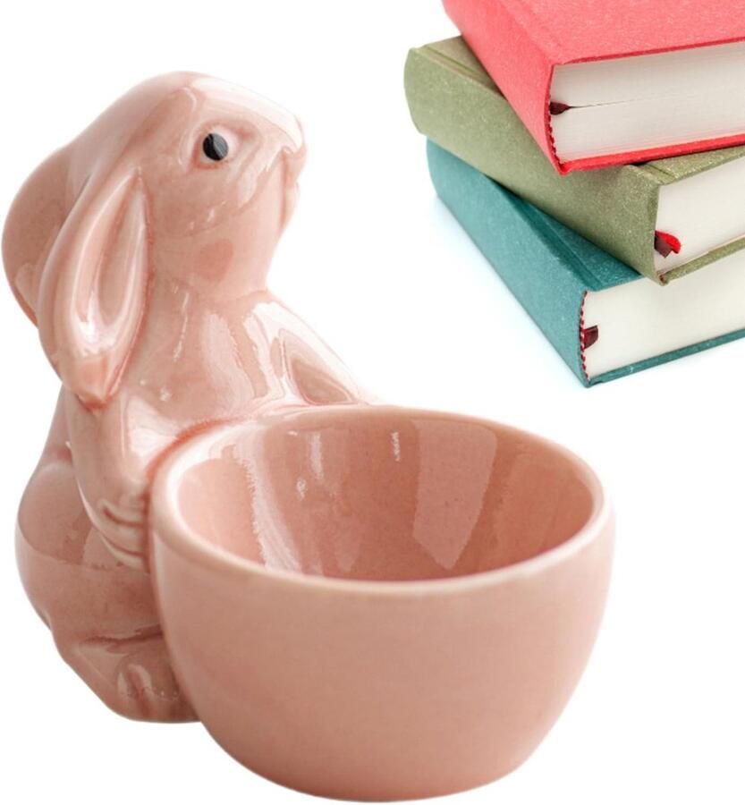 Eierdopje Konijn Eierhouder Ontbijt Ontbijttafel Opvrolijken Keramisch Materiaal 8.5 x 7 cm Wit