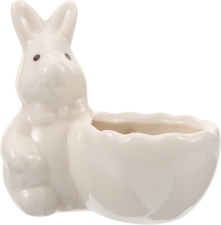 Eierdopje Konijn Keramische Houder Ontbijt Serveren Decoratief Design 8.4 cm Wit