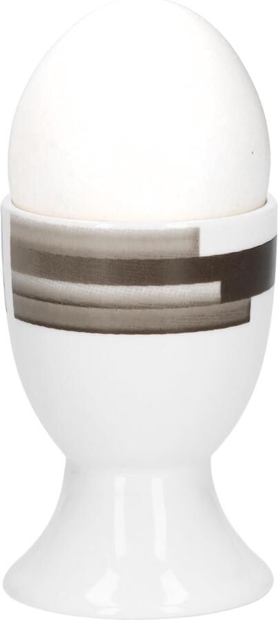 Eierdopje Nevada afzonderlijk rond Ø 50 mm H 70 mm eierstandaard hoog Egg Cup wit porselein servies abstract decor strepen en gastro