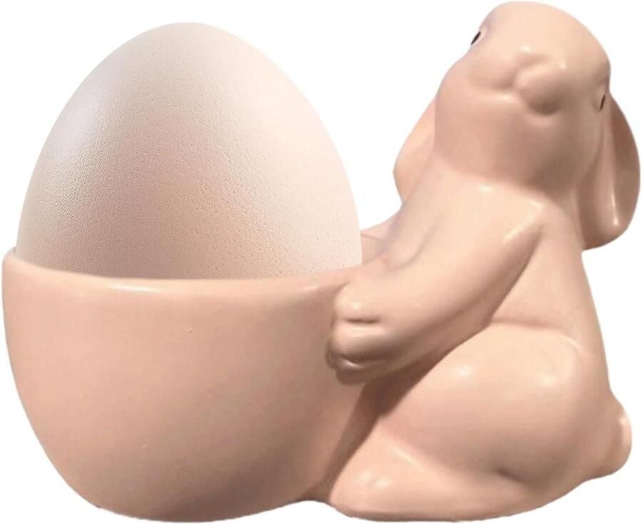 Eierdopje Paashaas Houder Ontbijt Tafeldecoratie Charmant Hars Ontwerp 8x6cm Roze