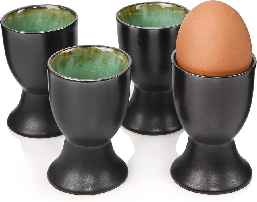 Eierdopje Palm Beach van aardewerk 4-delige set eierdopjes ontbijt modern en uniek design premium collectie