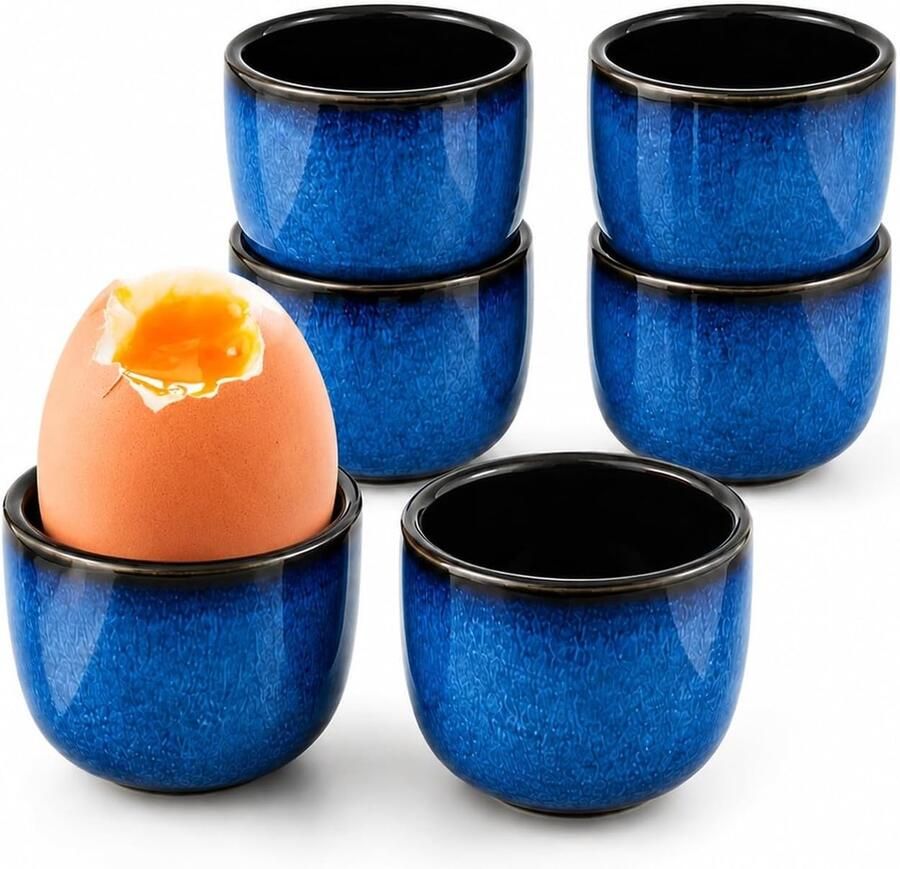 Eierdopje porselein vintage blauwe eierdopjes keramiek (kattenoog blauw)