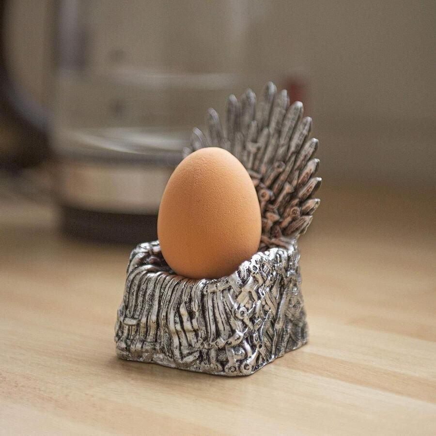 Eierdopje Troon Servies Houder Ontbijt Tafel Decoratie Gedetailleerd Replica Ontwerp 11 x 7 x 6.5cm Grijs