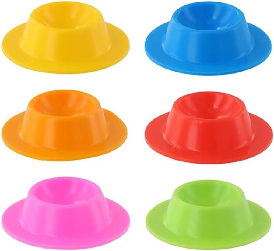Eierdopjes 6 stuks Kleurrijke houders Ontbijt serveren Onbreekbaar siliconen Set van 6 Multicolor