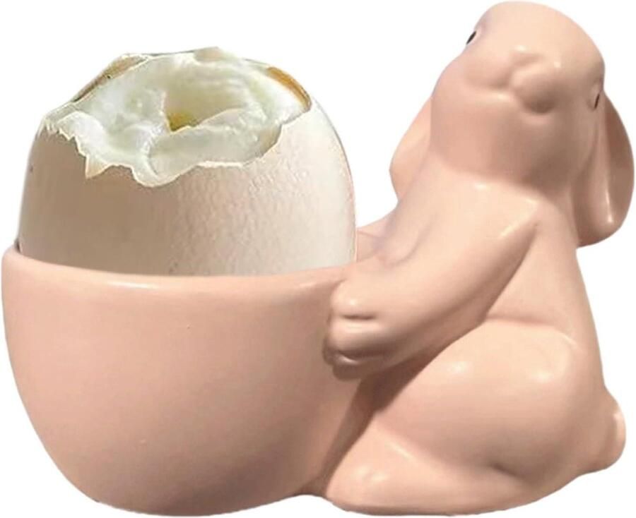 Eierdopjes Konijn Ei Houder Ontbijt Serveren Hars Materiaal 8x6cm roze