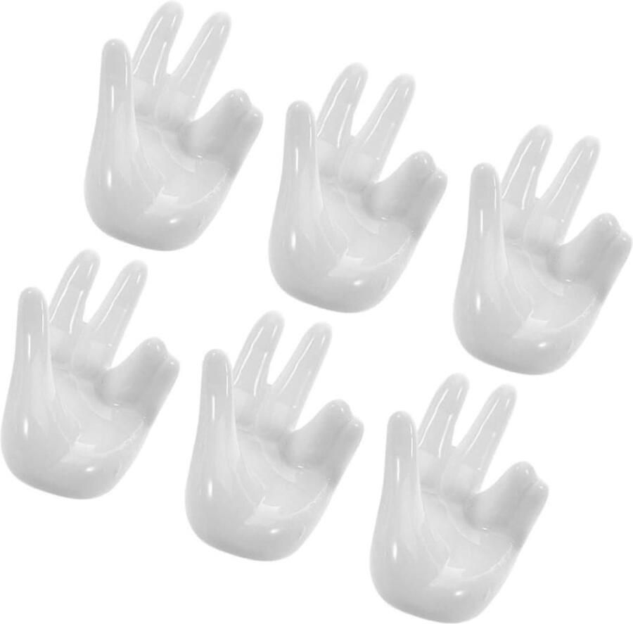 Eierdopjes Handvorm Eierhouders Keramiek Paasdecoratie Ontbijt Handvorm Design 6 stuks Wit