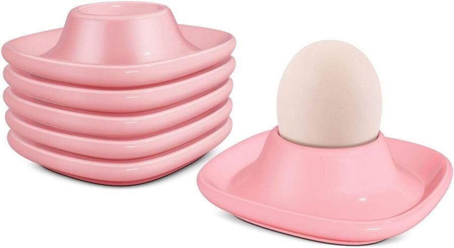 Eierdopjes Keramiek Eierhouders Bekers Ontbijt Serveren Stapelbaar Ontwerp Set van 6 Roze