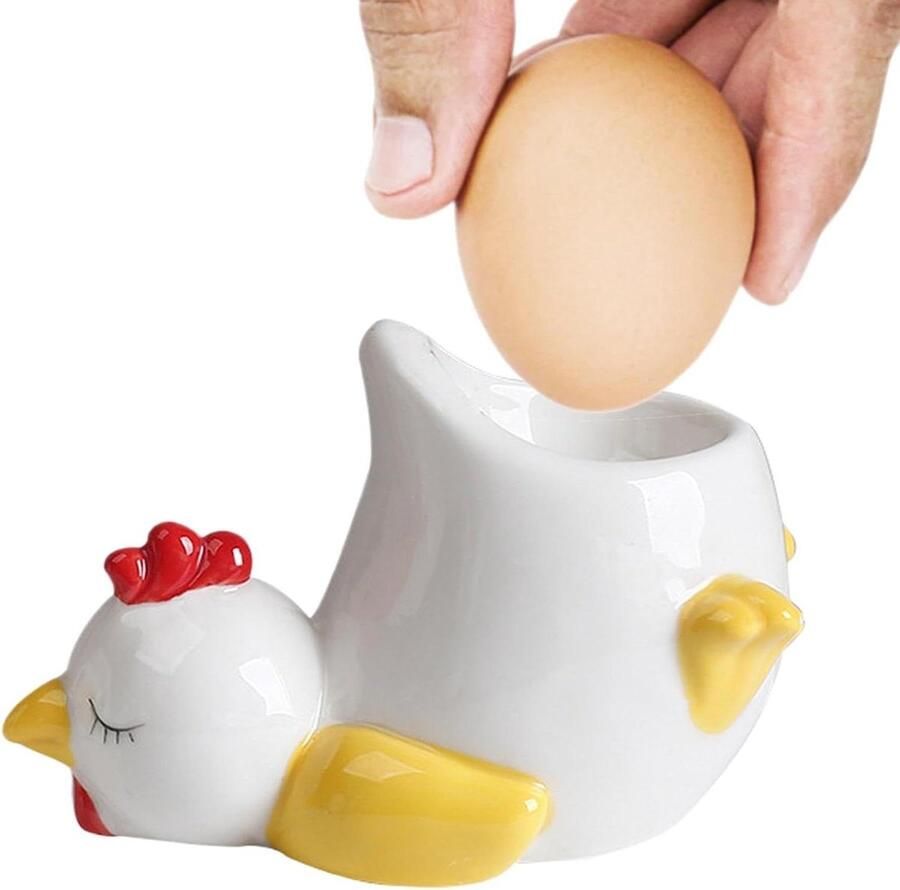 Eierdopjes Keramiek Eierhouders Kip Eend Ontbijt Presentatie Dierenvorm Ontwerp 11 cm Wit
