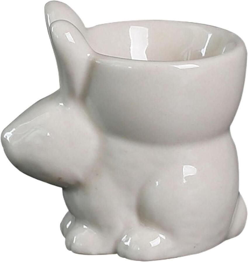 Eierdopjes Konijn Decoratieve Eierhouders Ontbijt Serveren Handgeschilderd Design 6 x 8 x 6 cm Wit