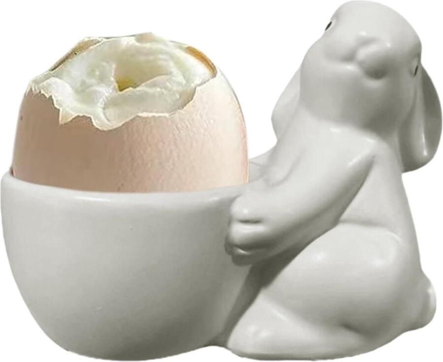 Eierdopjes Konijn Eierhouder Decoratie Ontbijt Opfleuren Hars Dieren Design 8 x 6 cm Niet gespecificeerd