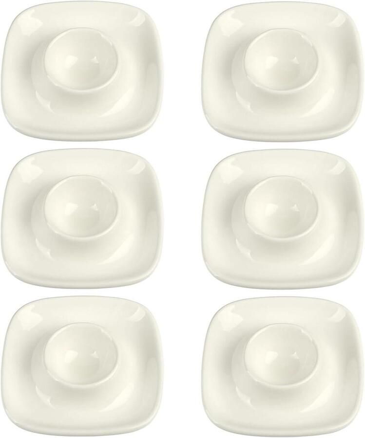 Eierdopjes met dienblad Eierhouder set Ontbijt serveren Vierkant design 95 x 95cm Wit