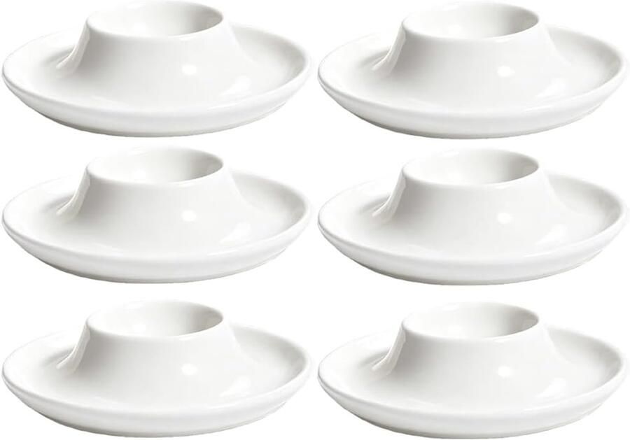 Eierdopjes plastic wit set van 6 ronde eierhouders camping keukenartikelen