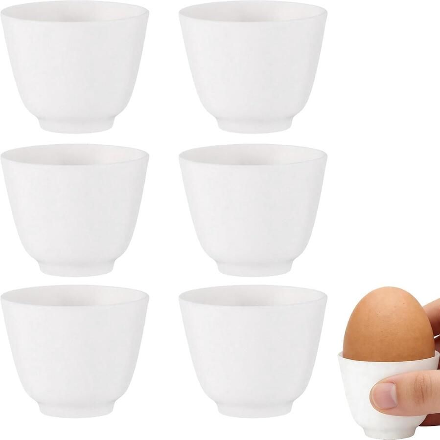 Eierdopjes porselein 6-delige set 5 x 4 3 cm eierdopjes van keramiek ovenglazuurproces glad en braamvrij vaatwasmachinebestendig en in geschenkdoos eierdopje voor ontbijttafels