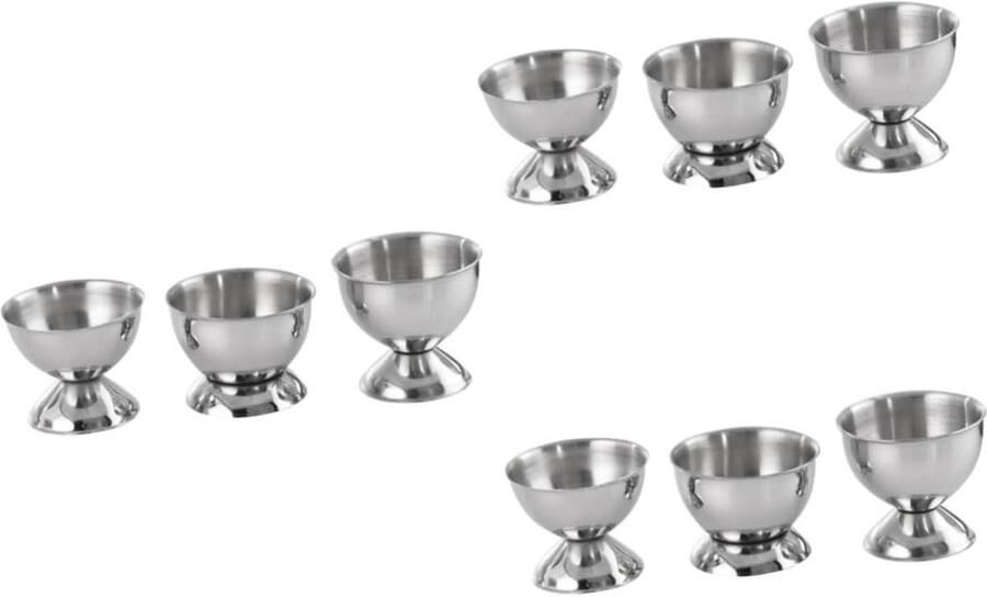 Eierdopjes Roestvrij Staal Eierhouders Set Ontbijt Serveren Modern Design 9 Stuks Zilver