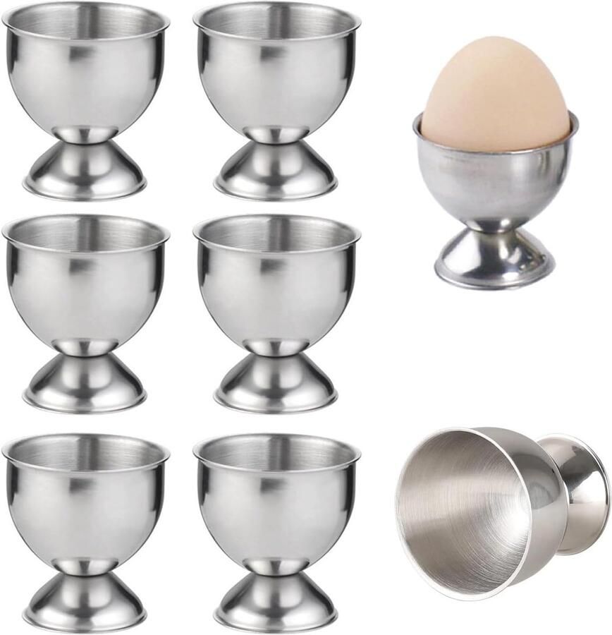 Eierdopjes Roestvrij Staal Gouden Eierhouders Ontbijt Serveren Stapelbaar Ontwerp 48 x 47 cm Zilver