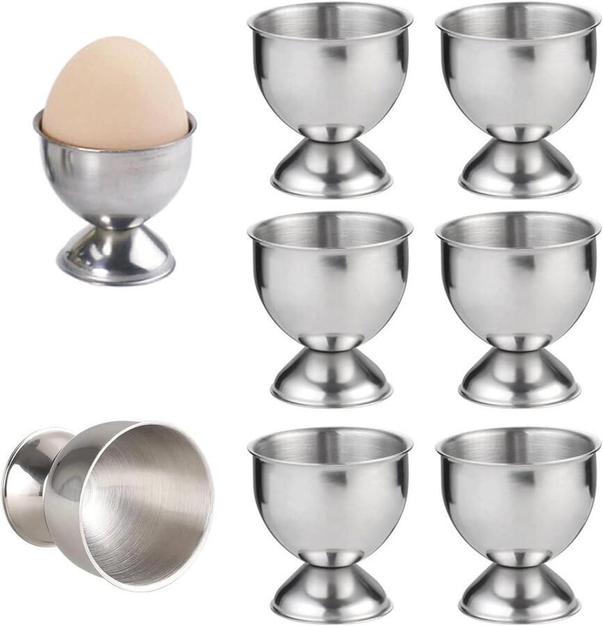 Eierdopjes Roestvrij Staal Gouden Eierhouders Ontbijt Serveren Stapelbaar Ontwerp 48 x 47 cm Zilver