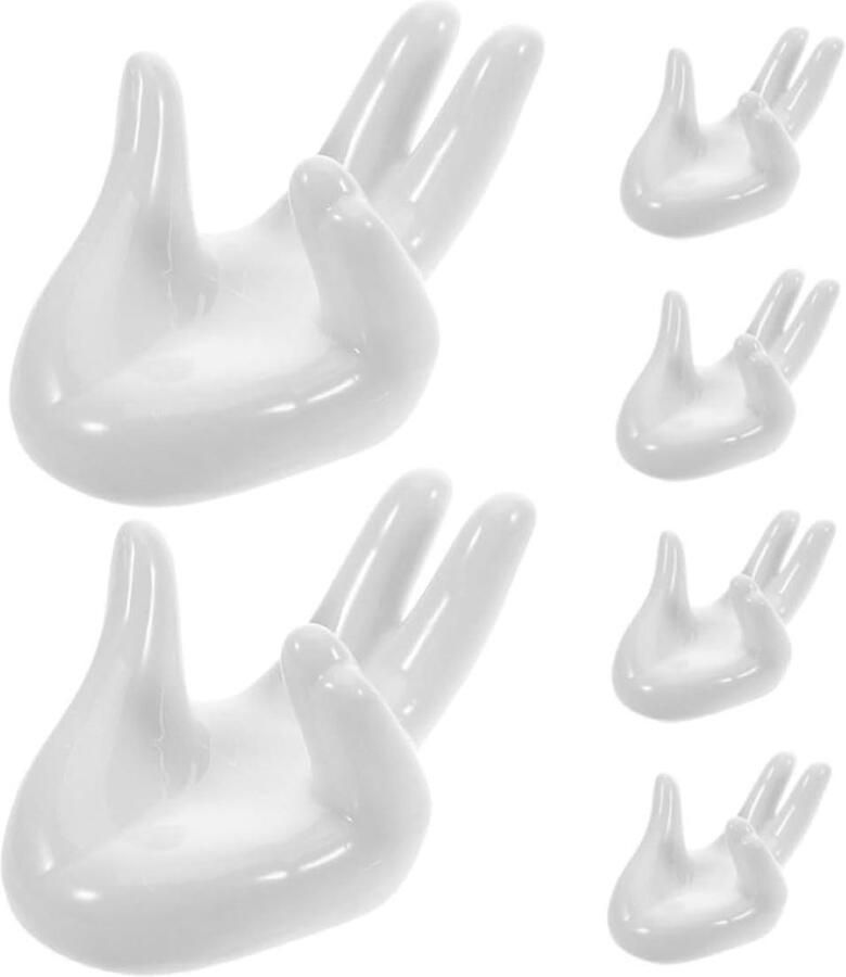 Eierdopjes Set Ei Houder Ontbijt Presentatie Hand Vorm Design 7.5 cm Wit