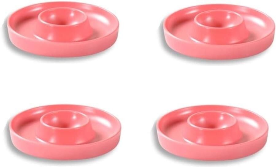 Eierdopjes Set Ei houders Ontbijt serveren Met schaal opvangrand 4 stuks Roze