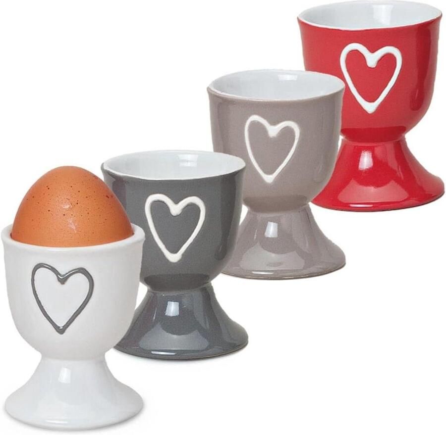 Eierdopjes Set Eierdopjes Houder Ontbijt Serveren Landelijke Stijl Hart 5 cm Diameter Wit