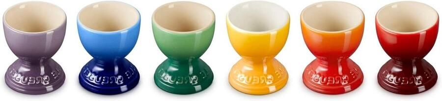 Eierdopjes Set Eierdopjes Multicolor Ontbijten Krasbestendig Glazuur 6 stuks Regenboogkleuren